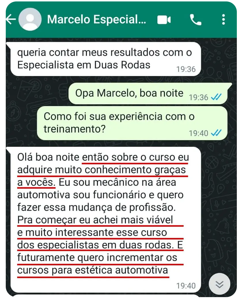 Depoimento de aluno