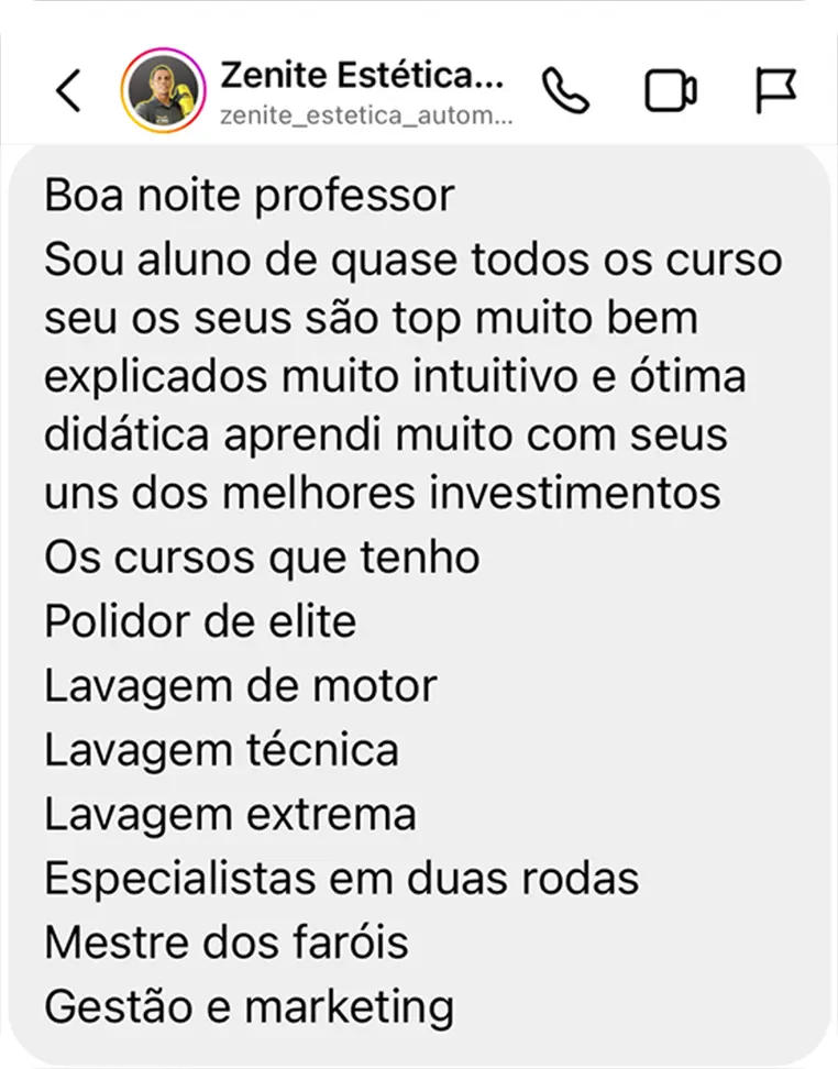 Depoimento de aluno