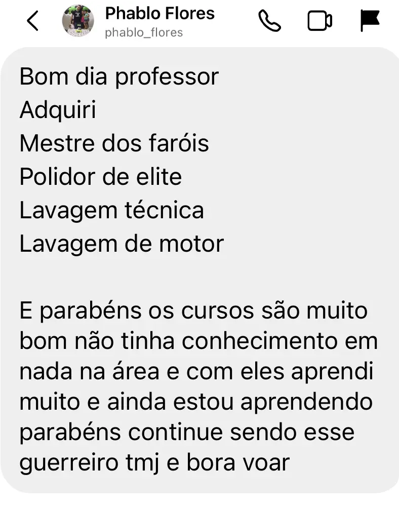 Depoimento de aluno